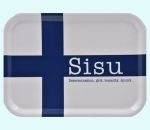 Tray 8" x 11", Finnish flag w/ Sisu