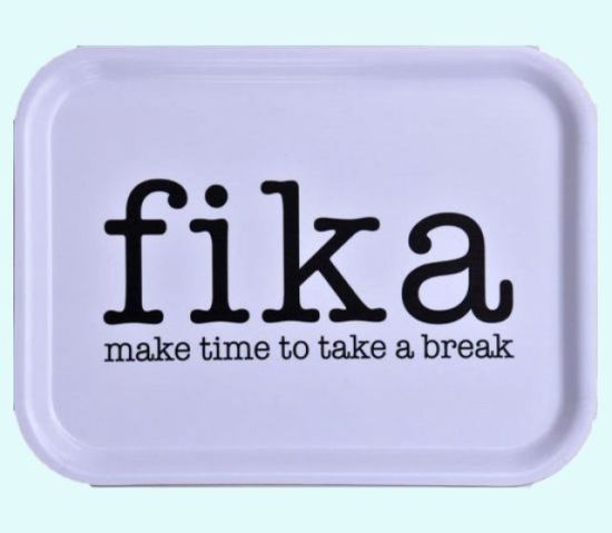 Tray 8" x 11", Fika, make time to., white