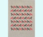 Towel 20 x 28, Dalahorses red/black, linen