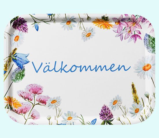 Tray 8 x 11", flowers w/ Valkommen