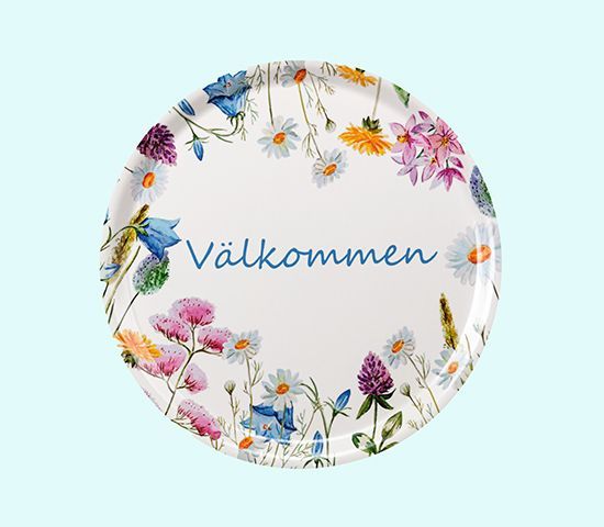 Tray 15", flowers w/ Valkommen