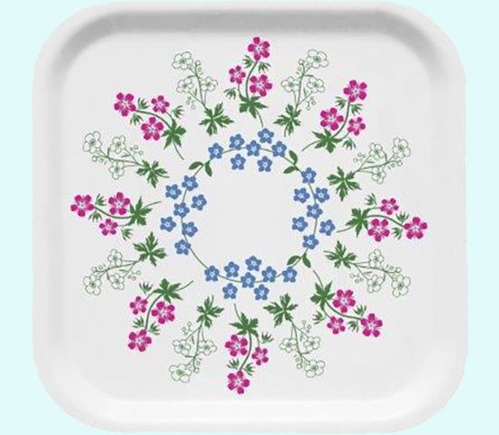 Tray 13 x 13", summer flowers