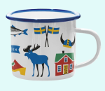 Mug, enamel, Sweden traditions