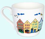 Mug 12 oz, colorful houses