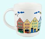 Mug 8 oz, colorful houses