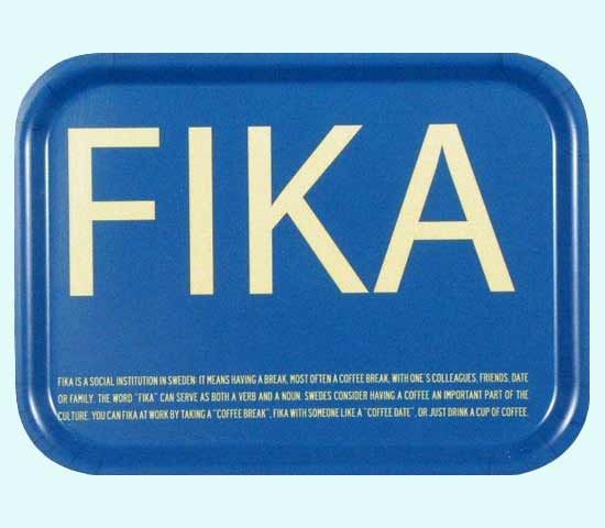 Tray 8" x 11", Fika blue / yellow English