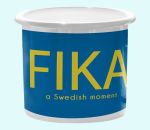 Mug, enamel, Fika blue/yellow