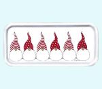 Tray 6" x 13" Tomte w/ polkadot & striped hat