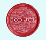 Tray 12", God Jul words, red