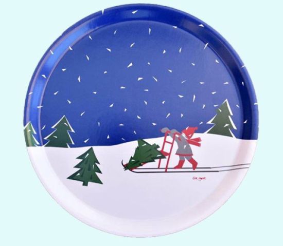 Tray 15", Tomte girl on kicksled