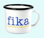 Mug enamel, Fika, make time to…