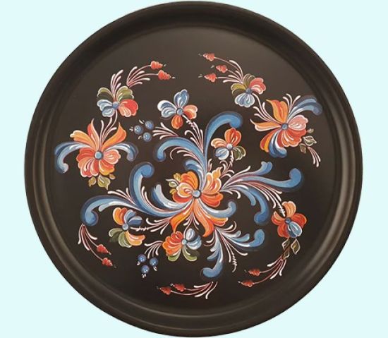 Tray 14", Nordic rose, black