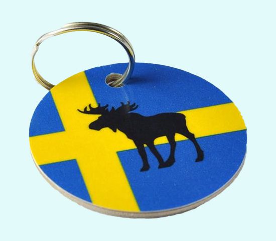 Keyring, moose on Swedish flag