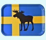 Tray 8" x 11", moose on Swedish flag