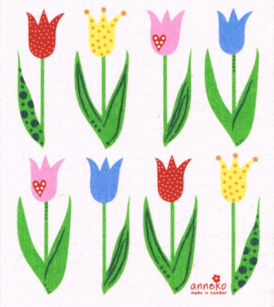 Dishcloth, colorful tulips