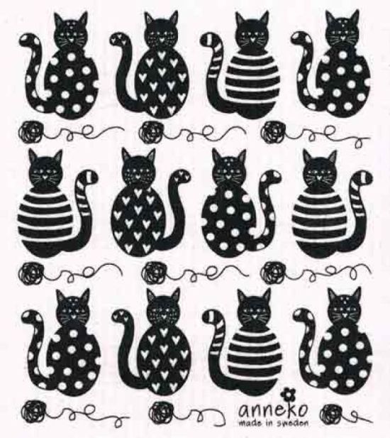 Dishcloth, black cats