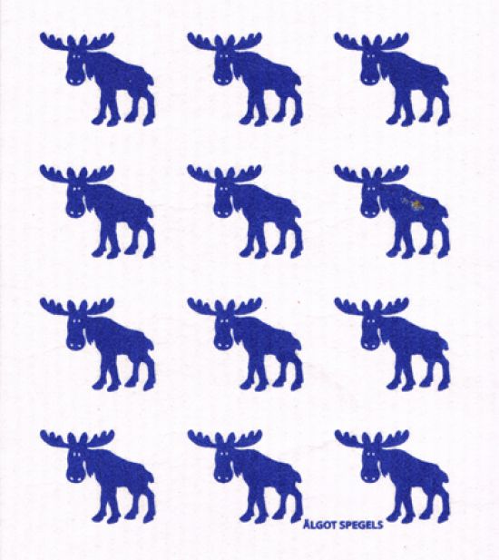 Dishcloth, blue moose