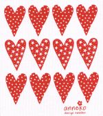 Dishcloth, red hearts