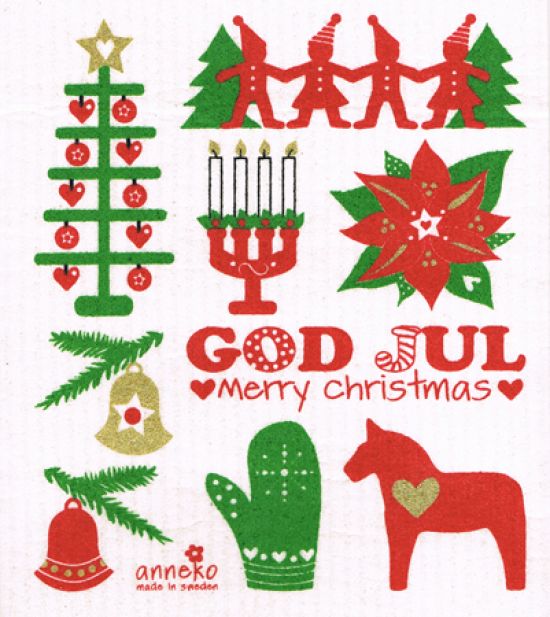 Dishcloth, God Jul / Merry Christmas