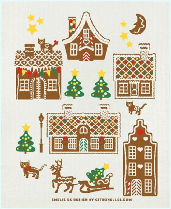 Dishcloth, gingerbread houses