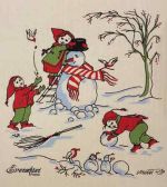 Dishcloth, children & snowman