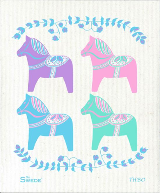 Dishcloth, pastel Dalahorses