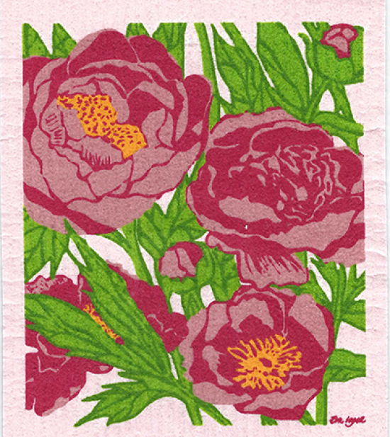 Dishcloth, peony, pink