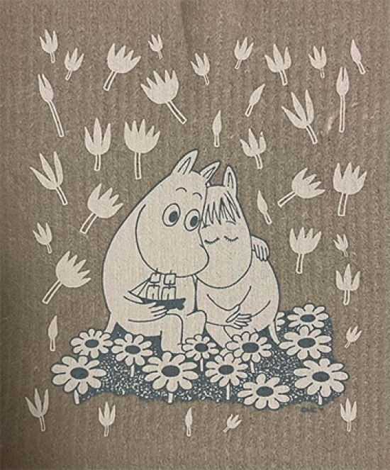 Dishcloth, Moomin couple, grey