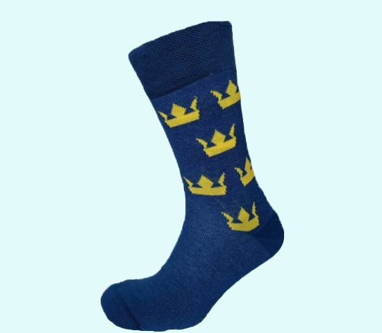 Socks, blue w/ Swedish crowns