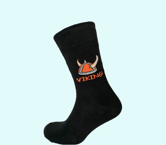 Socks, black w/ Viking helmet