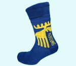 Socks, blue w/ yellow moose