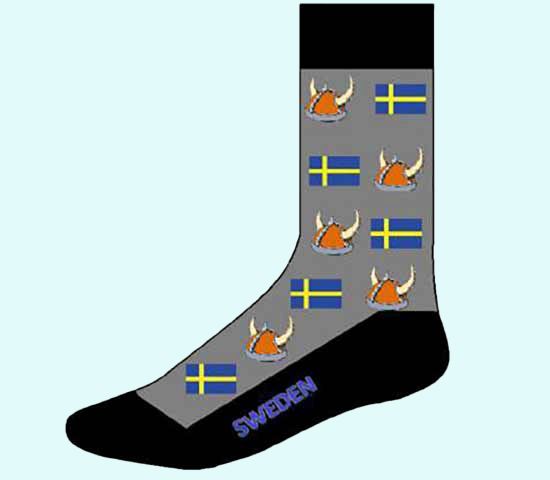 Socks, grey w/ Viking helmet & flag