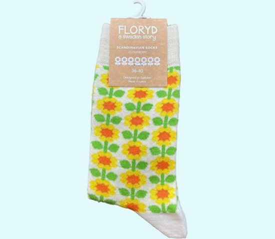 Socks, cloudberry, off white, cotton M