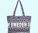 Canvas bag flowers L, navy