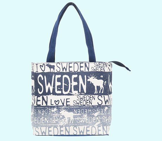 Canvas bag S, Sweden/moose, blue