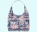 City bag Sweden, blue w/ flowers