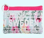 Coin purse Sweden, pink w/ flowers