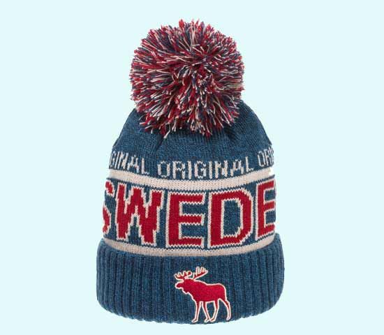 Winter hat beanie mesh Sweden, blue / red