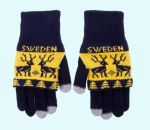 Winter gloves Sweden w/ moose, navy / yellow