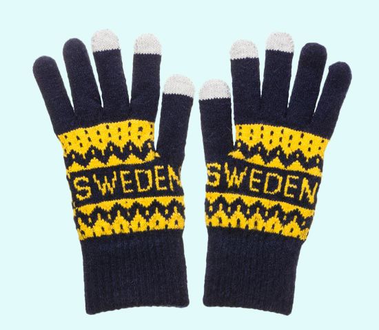 Winter gloves Sweden, navy/yellow