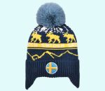 Winter hat ear muffs Sweden, navy/yellow