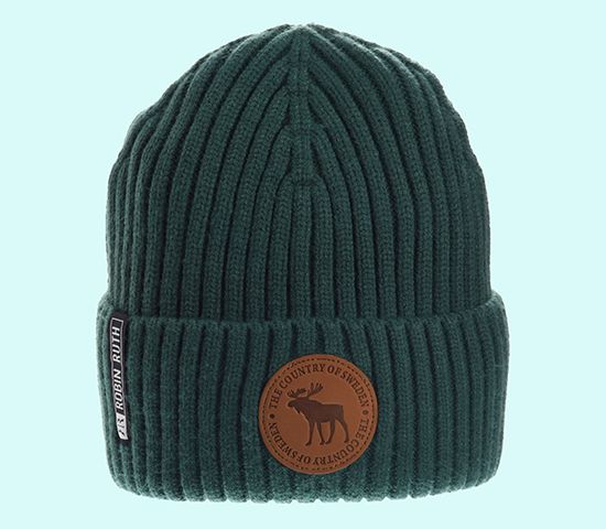 Winter hat timeless leather stamp, green