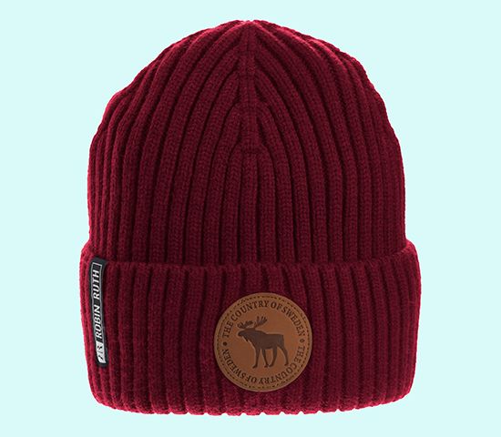 Winter hat timeless leather stamp, burgundy