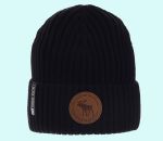 Winter hat timeless leather stamp, black