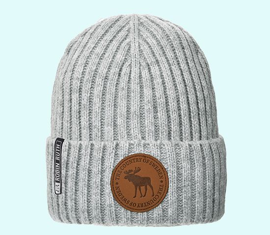 Winter hat timeless leather stamp, grey