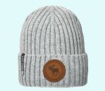 Winter hat timeless leather stamp, grey