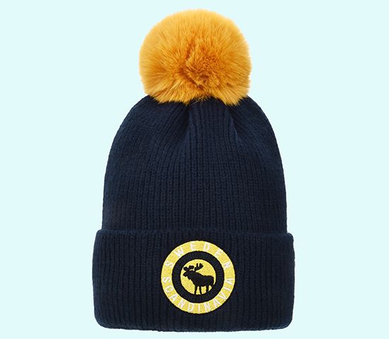 Winter hat beanie, navy/yellow