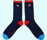 Socks, Dalahorse embroidery, navy