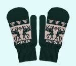 Mittens Sweden w/reindeer, forest green