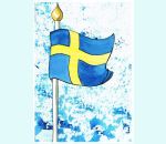 Card w/ env, Swedish flag